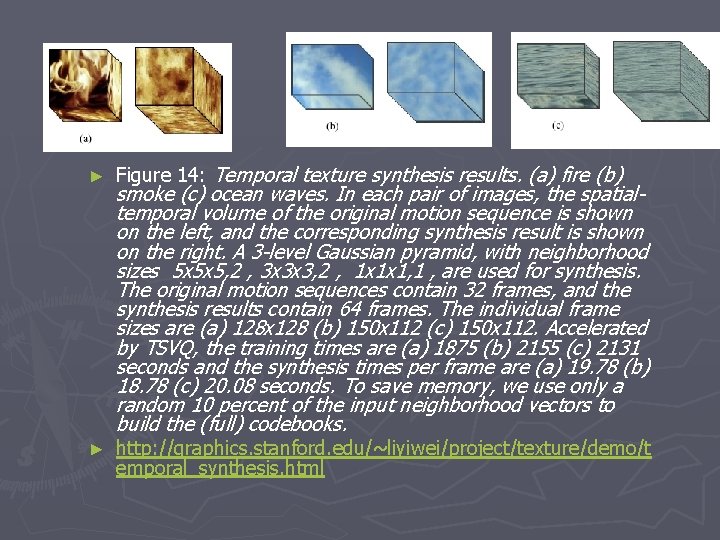 ► Figure 14: Temporal texture synthesis results. (a) fire (b) ► http: //graphics. stanford.