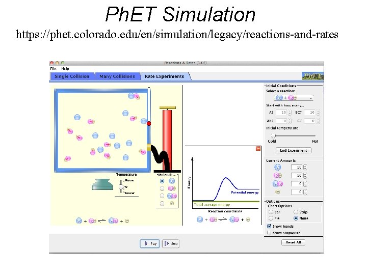 Ph. ET Simulation https: //phet. colorado. edu/en/simulation/legacy/reactions-and-rates 