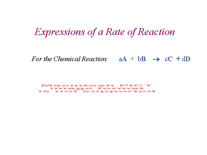 Expressions of a Rate of Reaction For the Chemical Reaction: a. A + b.