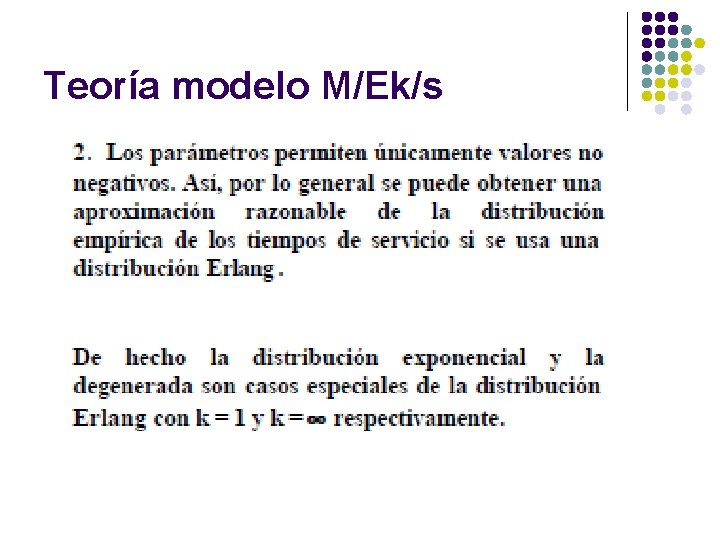 Teoría modelo M/Ek/s 