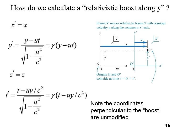  How do we calculate a “relativistic boost along y” ? Note the coordinates