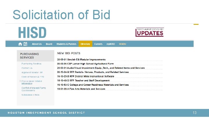 Solicitation of Bid 13 