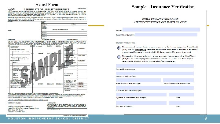 Acord Form Sample – Insurance Verification 9 
