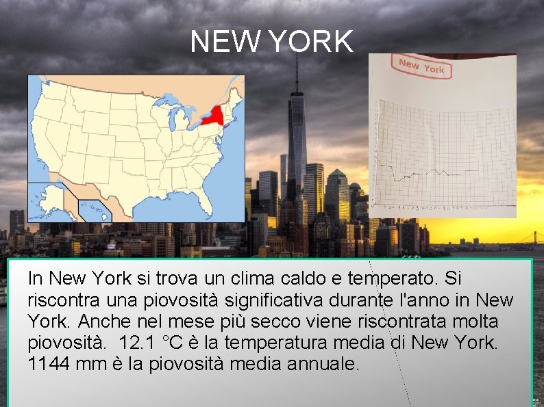 NEW YORK In New York si trova un clima caldo e temperato. Si riscontra