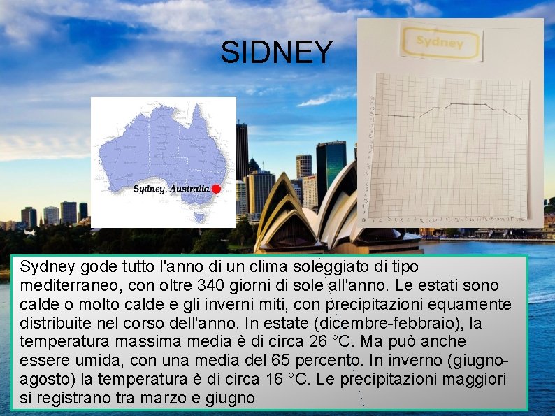 SIDNEY Sydney gode tutto l'anno di un clima soleggiato di tipo mediterraneo, con oltre