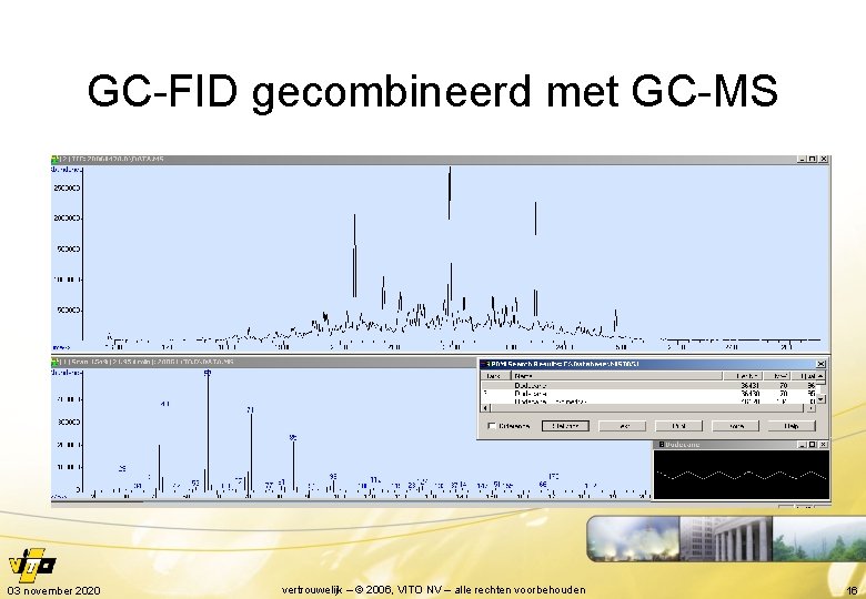 GC-FID gecombineerd met GC-MS 03 november 2020 vertrouwelijk – © 2006, VITO NV –