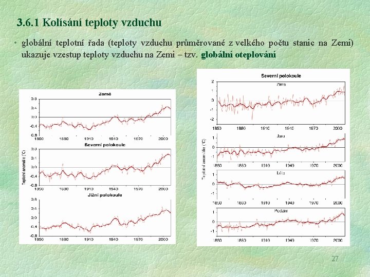 3. 6. 1 Kolísání teploty vzduchu • globální teplotní řada (teploty vzduchu průměrované z