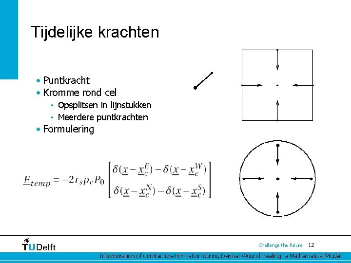 Tijdelijke krachten • Puntkracht • Kromme rond cel • Opsplitsen in lijnstukken • Meerdere