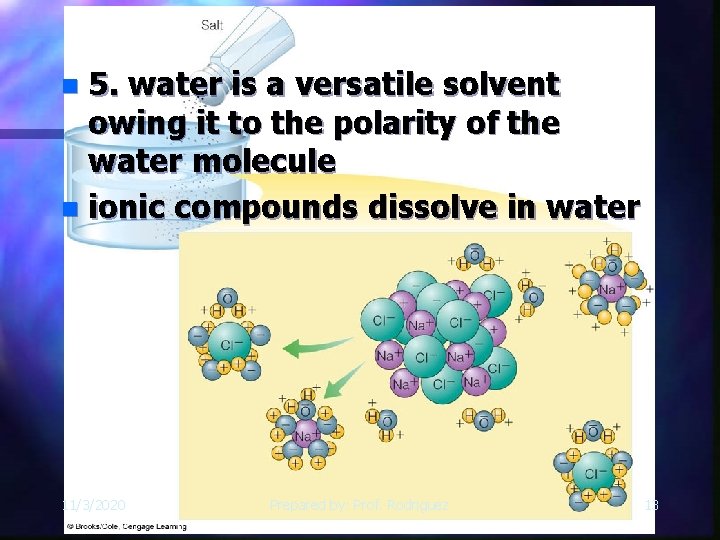 5. water is a versatile solvent owing it to the polarity of the water