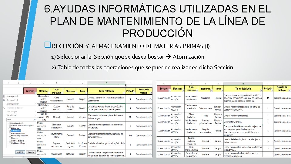 6. AYUDAS INFORMÁTICAS UTILIZADAS EN EL PLAN DE MANTENIMIENTO DE LA LÍNEA DE PRODUCCIÓN