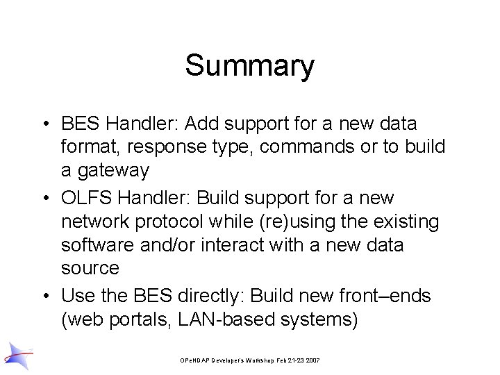 Summary • BES Handler: Add support for a new data format, response type, commands