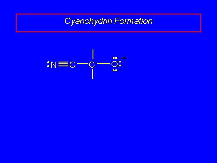 Cyanohydrin Formation • N • C C • • – O • • 