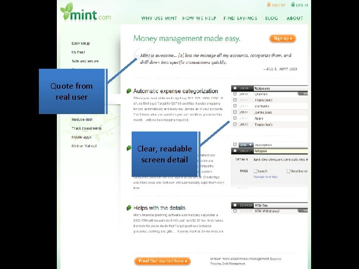 Quote from real user Clear, readable screen detail 
