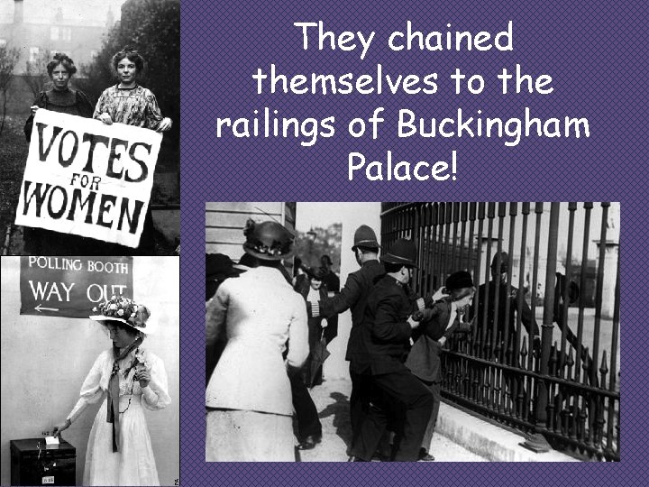 They chained themselves to the railings of Buckingham Palace! 