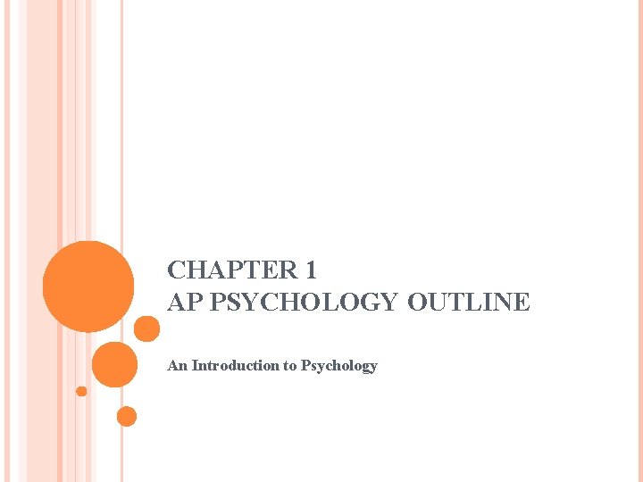 CHAPTER 1 AP PSYCHOLOGY OUTLINE An Introduction to Psychology 