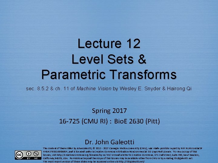 Lecture 12 Level Sets Parametric Transforms sec 8