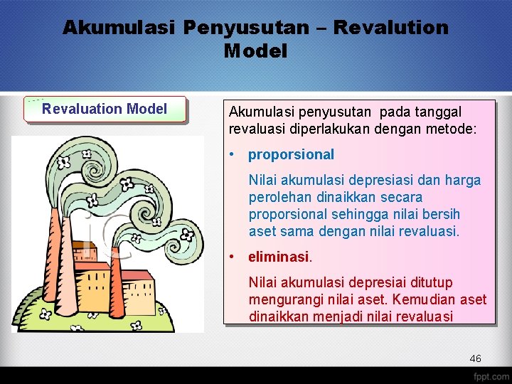 Akumulasi Penyusutan – Revalution Model Revaluation Model Akumulasi penyusutan pada tanggal revaluasi diperlakukan dengan