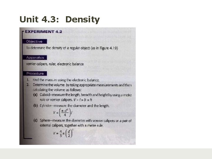 Unit 4. 3: Density 