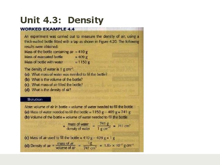 Unit 4. 3: Density 