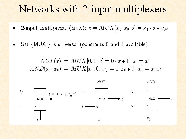 Networks with 2 -input multiplexers 