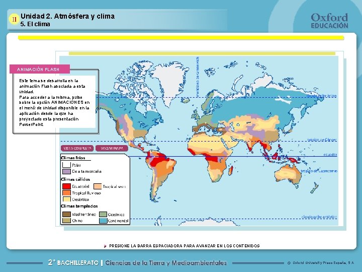 Unidad 2. Atmósfera y clima 5. El clima ANIMACIÓN FLASH Este tema se desarrolla