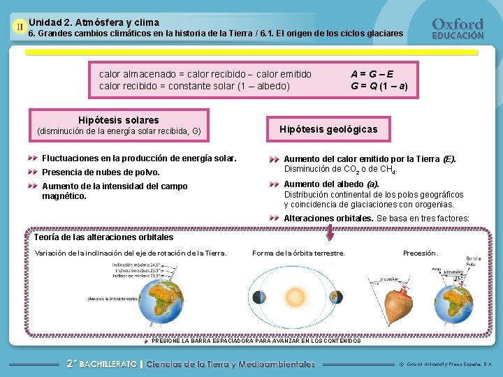 Unidad 2. Atmósfera y clima 6. Grandes cambios climáticos en la historia de la