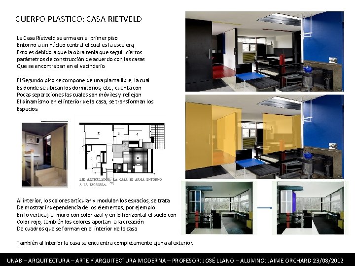 CUERPO PLASTICO: CASA RIETVELD La Casa Ríetveld se arma en el primer piso Entorno CUERPO PLASTICO: CASA RIETVELD La Casa Ríetveld se arma en el primer piso Entorno
