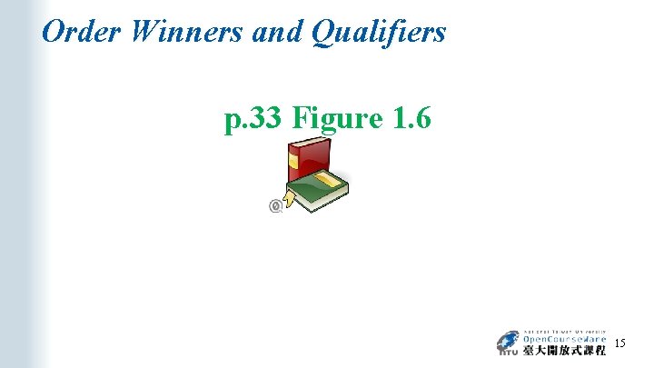Order Winners and Qualifiers p. 33 Figure 1. 6 15 