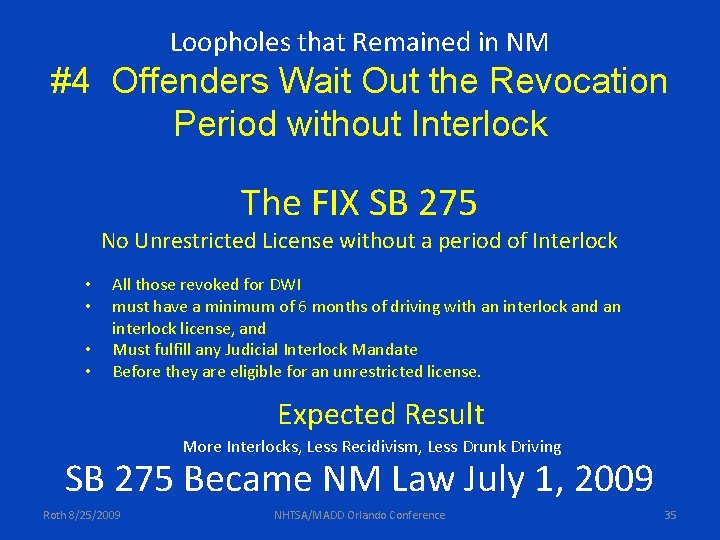 Loopholes that Remained in NM #4 Offenders Wait Out the Revocation Period without Interlock