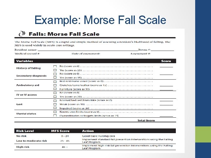Example: Morse Fall Scale 