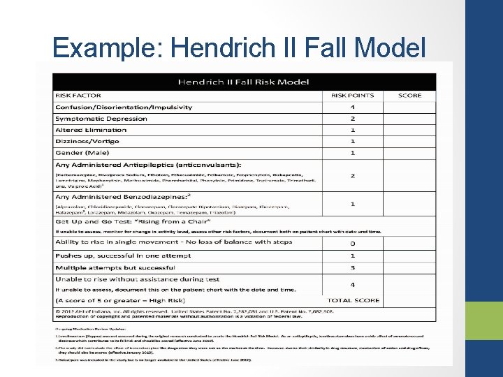 Example: Hendrich II Fall Model 