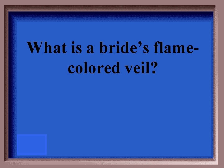 What is a bride’s flamecolored veil? 