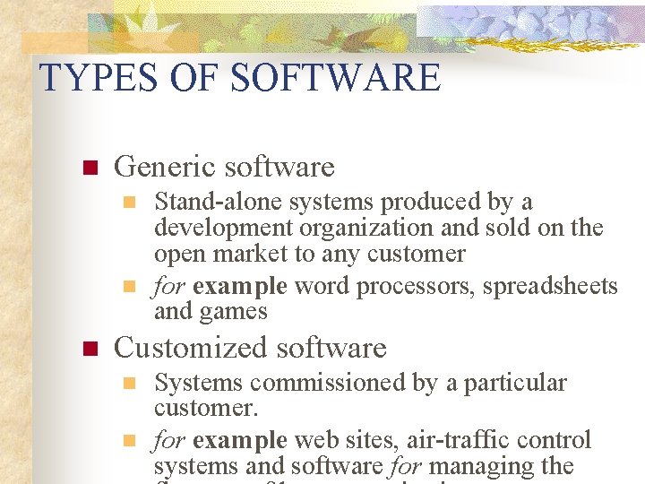 Example Of Generic Software SOFTWARE ENGINEERING I CSCS 300 Fall 2009 Ms