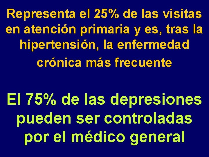 Representa el 25% de las visitas en atención primaria y es, tras la hipertensión,