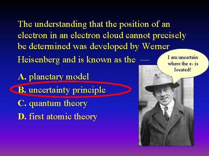 The understanding that the position of an electron in an electron cloud cannot precisely