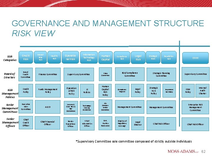 GOVERNANCE AND MANAGEMENT STRUCTURE RISK VIEW Risk Categories Credit Risk Board of Directors Board