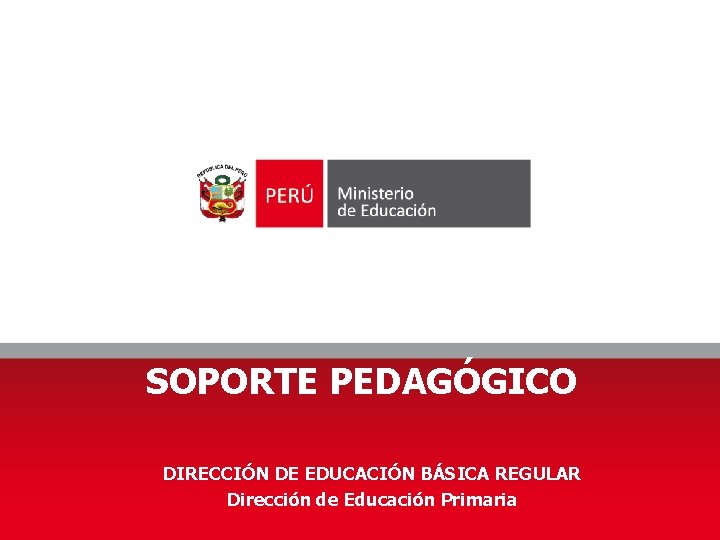 SOPORTE PEDAGÓGICO DIRECCIÓN DE EDUCACIÓN BÁSICA REGULAR Dirección de Educación Primaria 