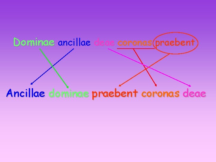 Dominae ancillae deae coronas praebent Ancillae dominae praebent coronas deae 