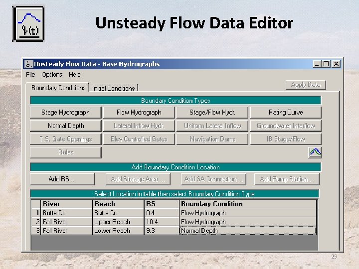 Unsteady Flow Data Editor 29 
