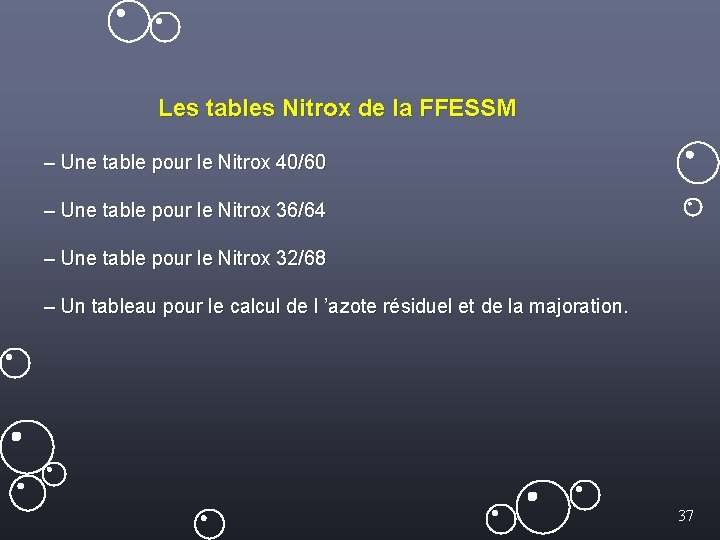 Les tables Nitrox de la FFESSM – Une table pour le Nitrox 40/60 –