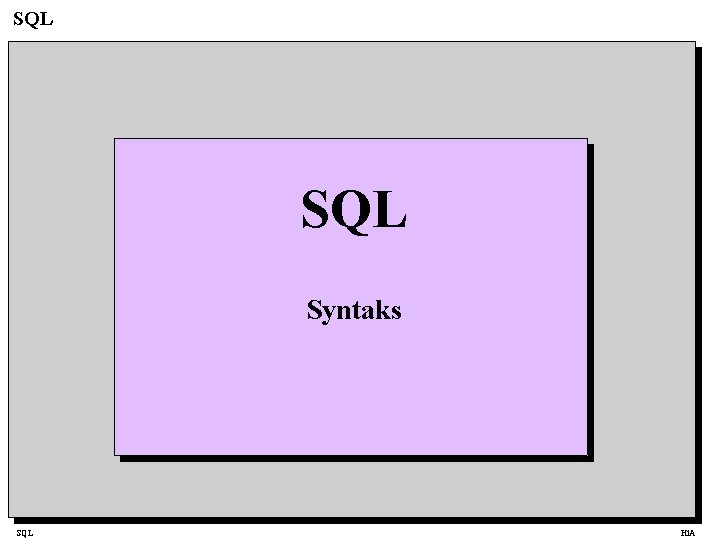 SQL Syntaks SQL Hi. A 