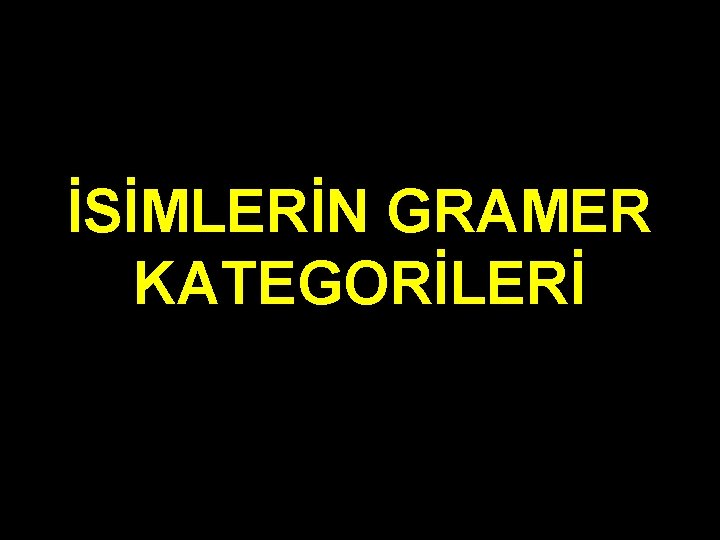 İSİMLERİN GRAMER KATEGORİLERİ 