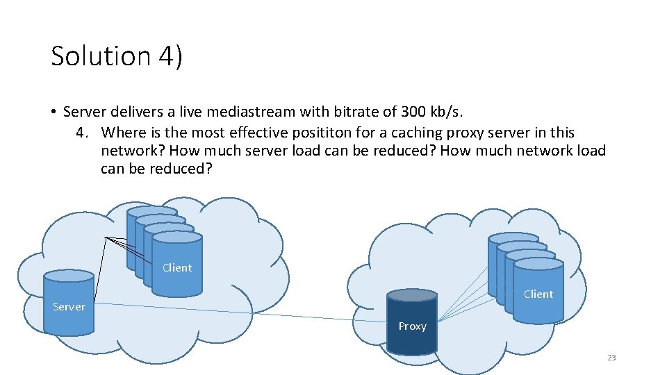 Solution 4) • Server delivers a live mediastream with bitrate of 300 kb/s. 4.