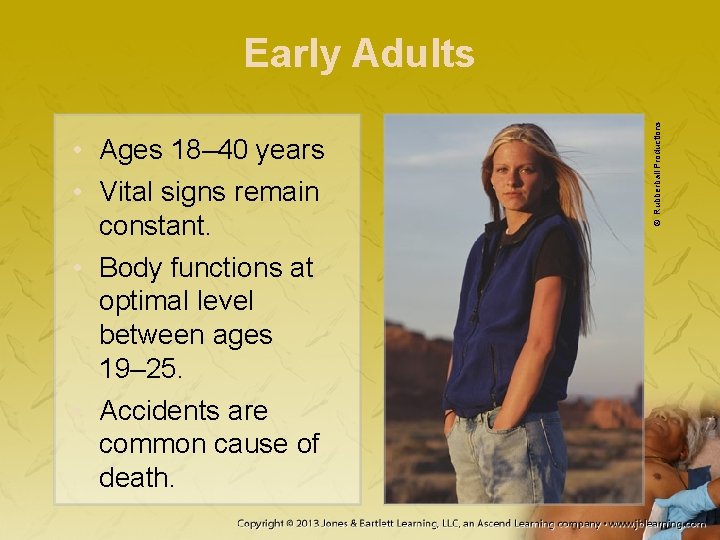 • Ages 18– 40 years • Vital signs remain constant. • Body functions • Ages 18– 40 years • Vital signs remain constant. • Body functions