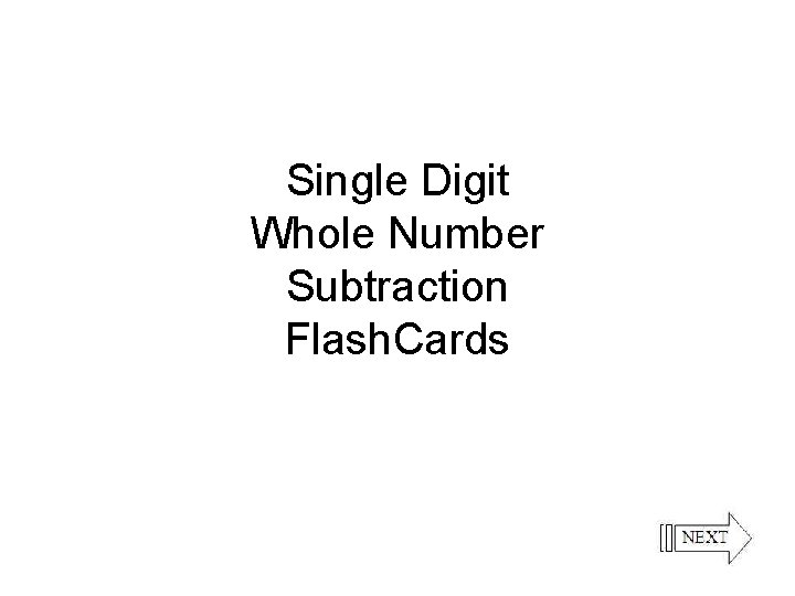 Single Digit Whole Number Subtraction Flash. Cards 