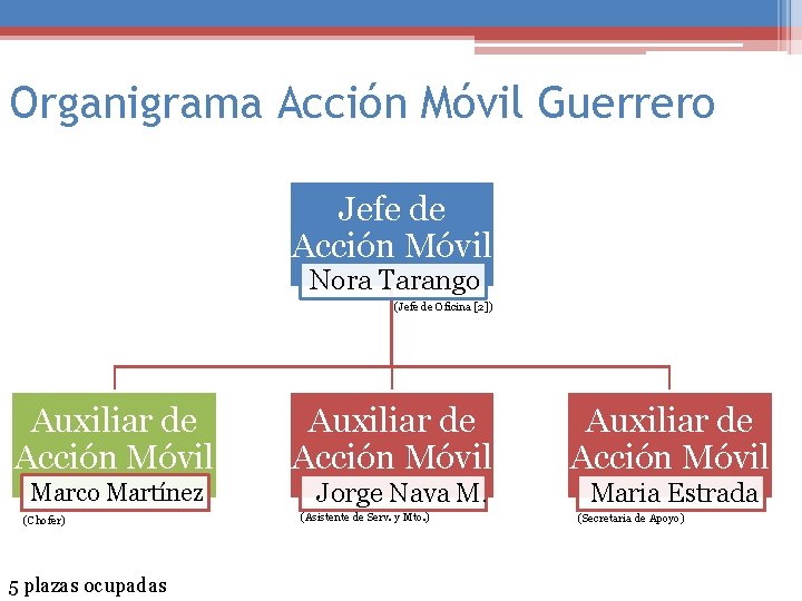 Organigrama Acción Móvil Guerrero Jefe de Acción Móvil Nora Tarango (Jefe de Oficina [2])
