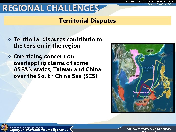 REGIONAL CHALLENGES “AFP Vision 2028: A World-class Armed Forces, Source of National Pride” Territorial