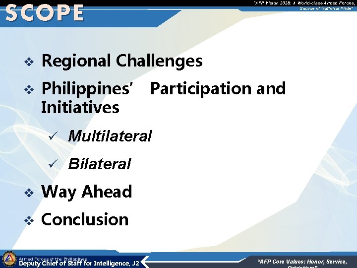 SCOPE “AFP Vision 2028: A World-class Armed Forces, Source of National Pride” v Regional