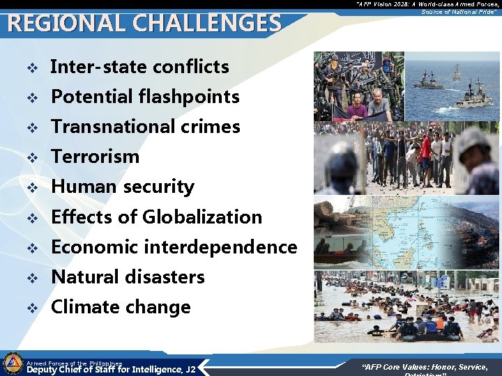 REGIONAL CHALLENGES v Inter-state conflicts v Potential flashpoints v Transnational crimes v Terrorism v