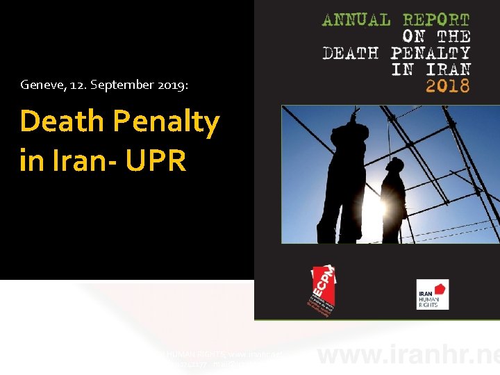 Geneve, 12. September 2019: Death Penalty in Iran- UPR IRAN HUMAN RIGHTS, www. iranhr.